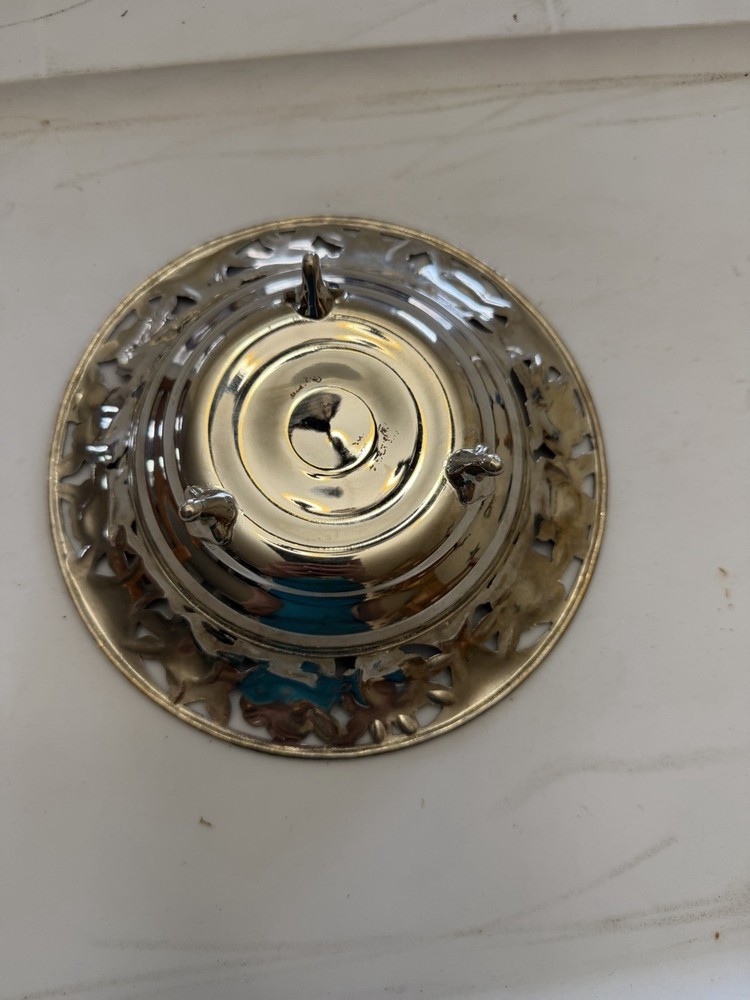 Vintage Silver Plated Footed Bowl, Decorative Rose Pattern