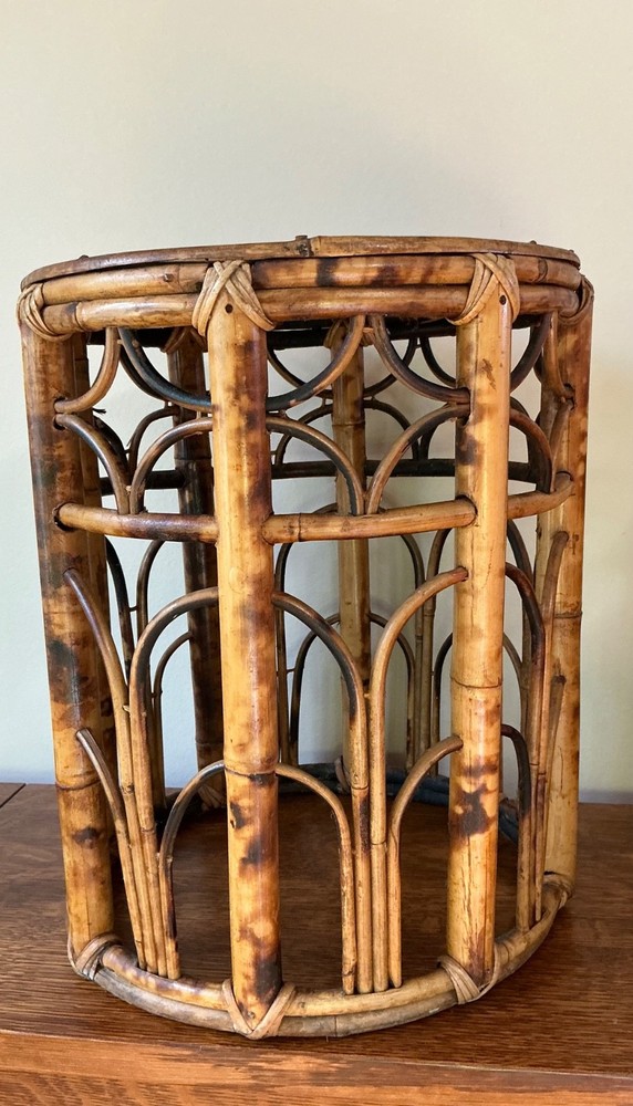 Vintage Tortoise Burnt Bamboo Drum Side table