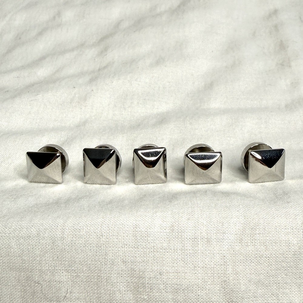 Tuxedo Button Studs Set Silver and Black 5-Studs Set with box
