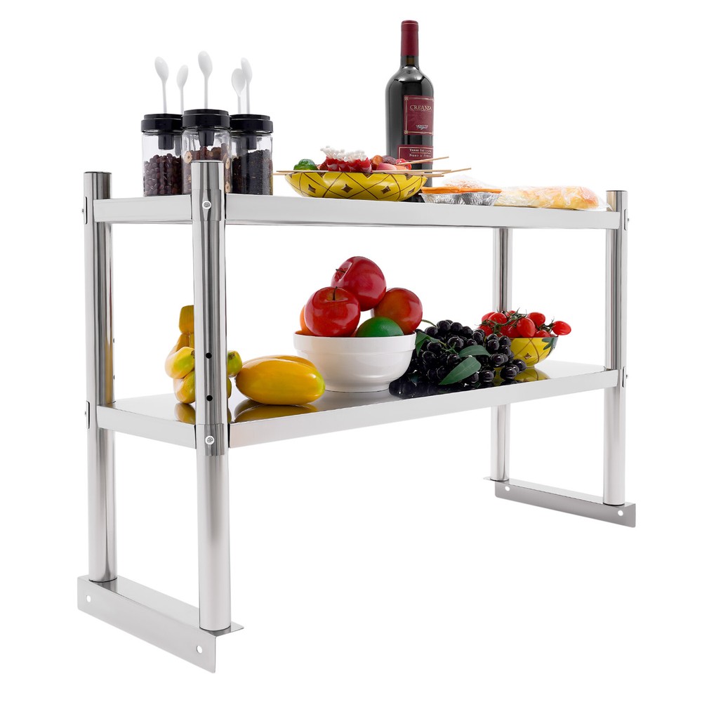 2 Tier Adjustable Shelf Storage Shelving Stainless Steel Heavy Duty Shelving
