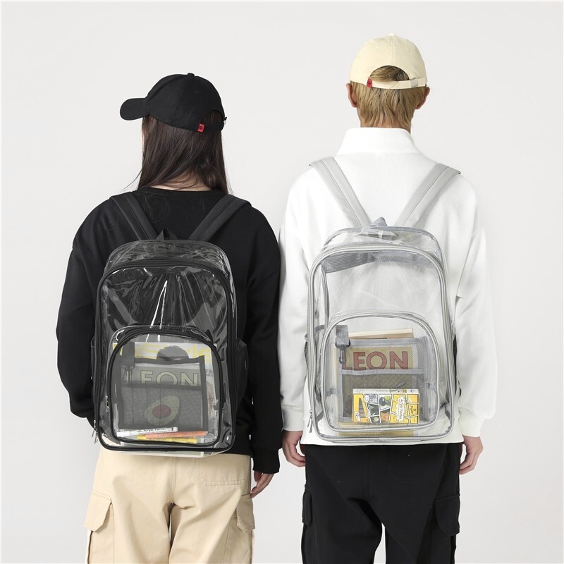 LARGE HEAVY DUTY CLEAR BACKPACK .5MM Transparent PVC School Stadium Waterproof