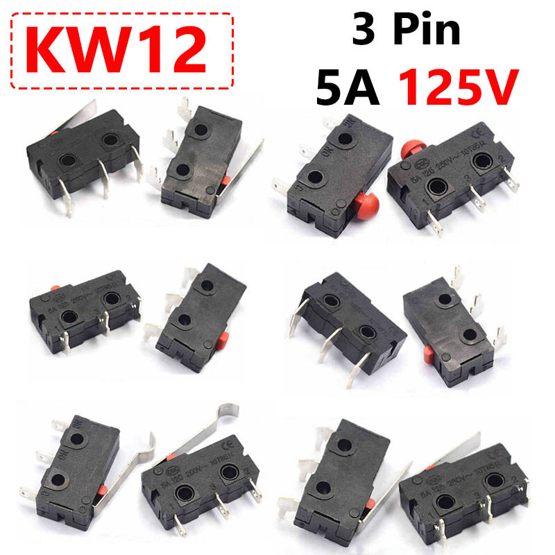 Limit Switch Lever type Micro Mini Limit Switch KW12 125V 5A 3 Pin Various Lever