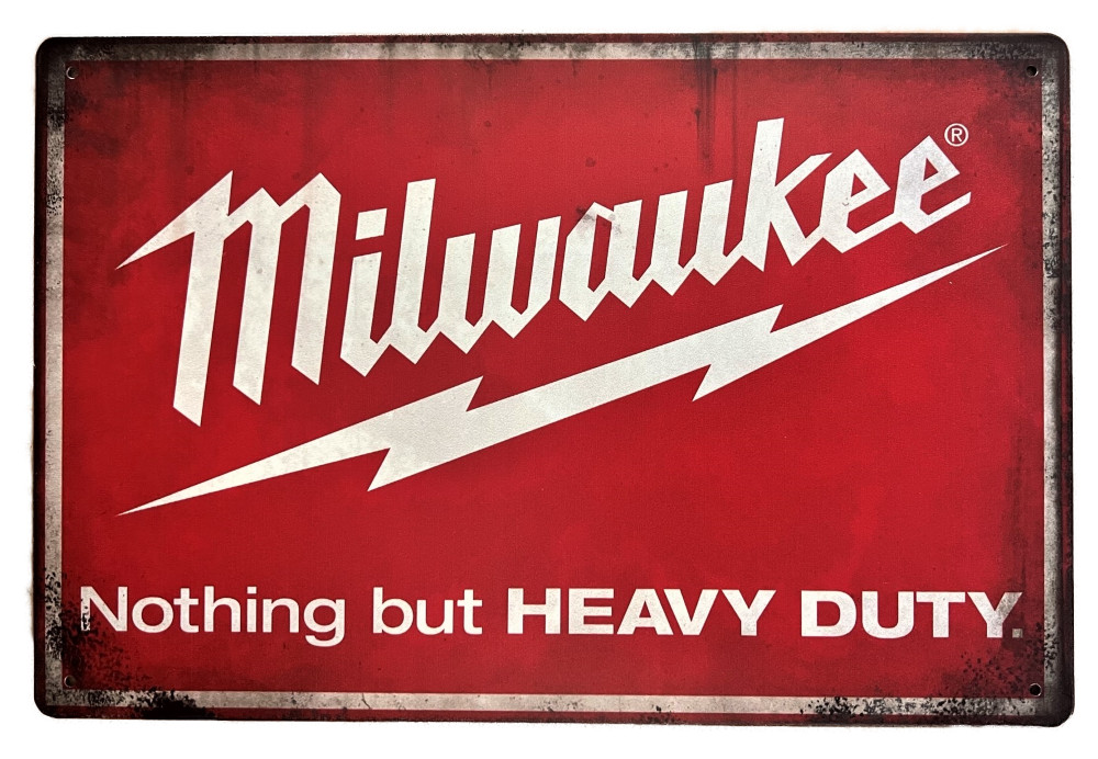 Milwaukee Heavy Duty Tool Tin Sign (Chevy Ford Makita Chainsaw Snap On) 8013