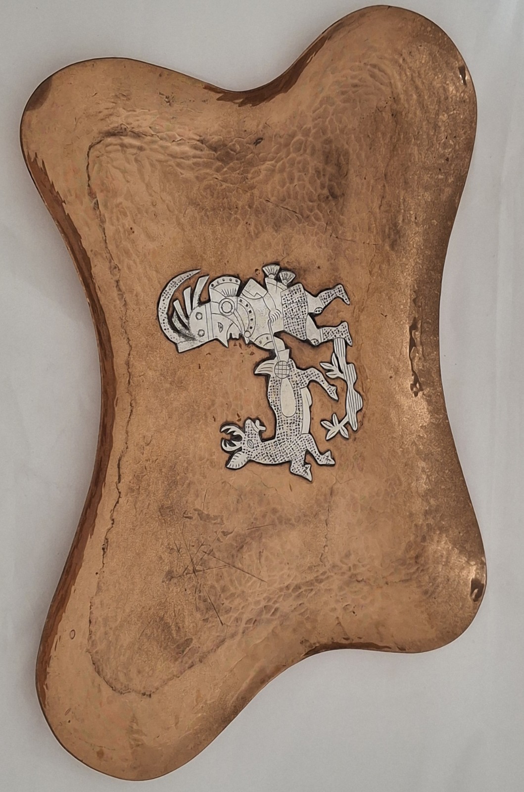 Peruvian Sterling Silver & Hammered Copper Biomorphic Tray