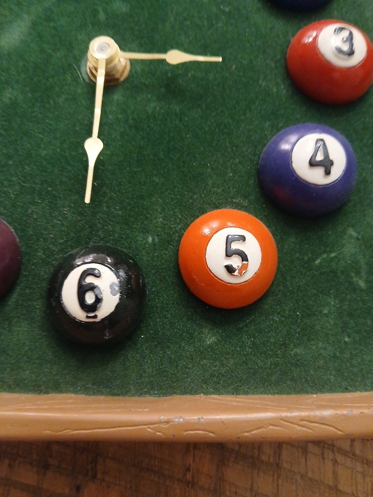 Vintage Kirch Billiards Pool Wall Clock Triangle Shape Rack Pool Balls