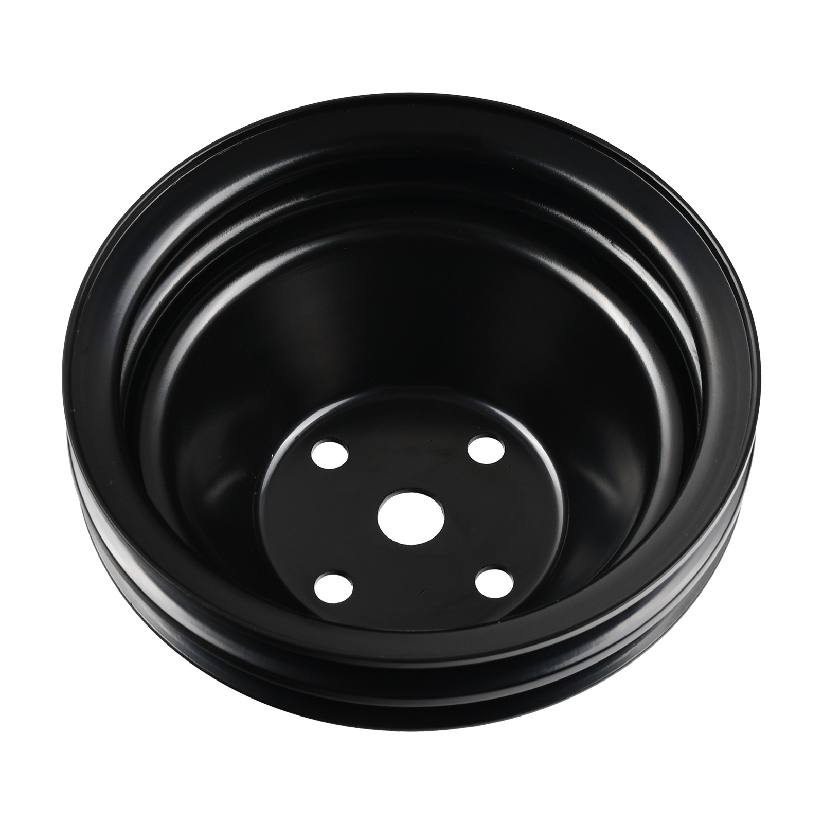 For SBC Chevy 350 Double Groove Black Steel Long Water Pump & Crankshaft Pulley