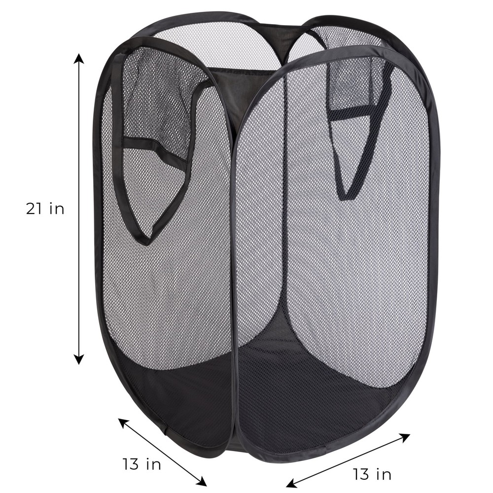 (5 pack) Pop-Up Spiral Polyester Laundry Hamper, Rich Black