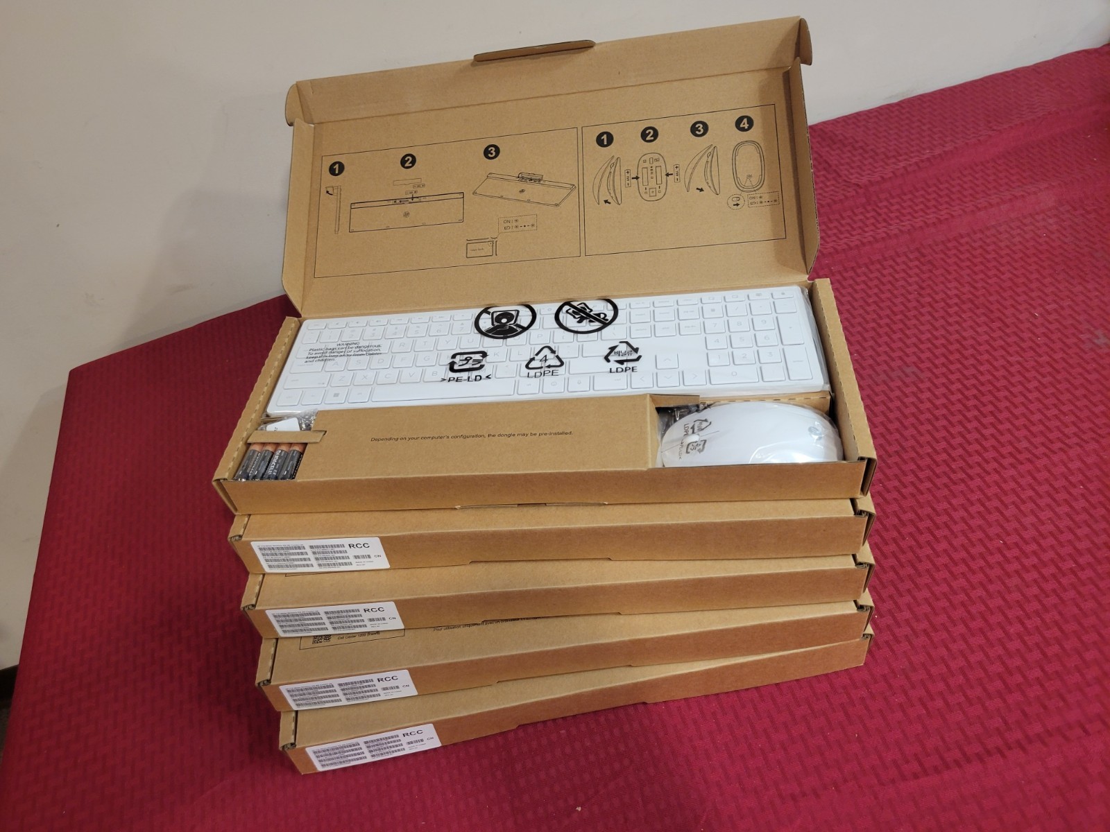 LOT OF 5 NEW SEALED!   HP 710 WIRELESS KEYBOARD & MOUSE WHITE M55011-001