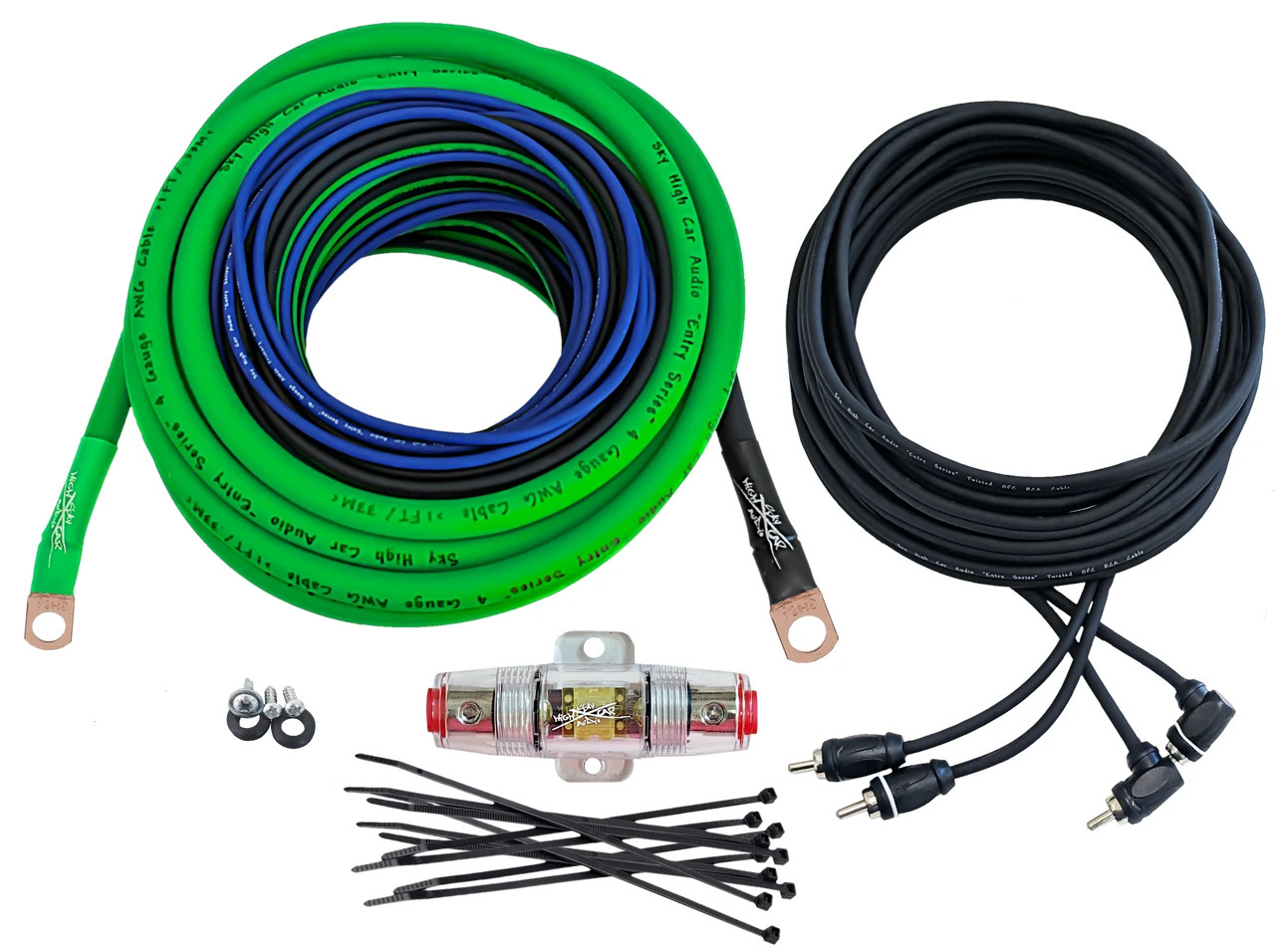 Sky High Car Audio CCA 4 Gauge E-Series Amp Kit GREEN