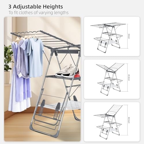 Clothes Drying Rack Foldable 2-Level Laundry Racks for Drying Clothes