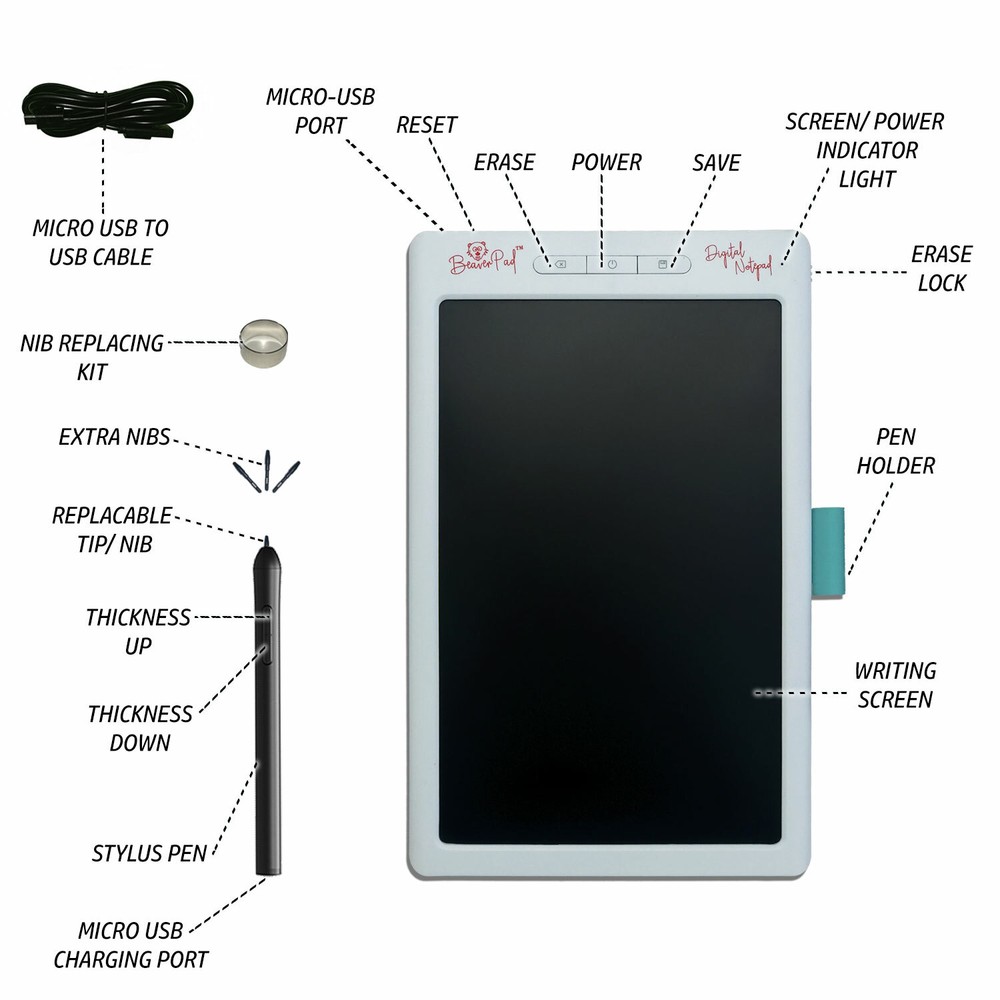 BeaverPad LCD Writing Pad & Graphics Tablet with Save, Memory & Bluetooth