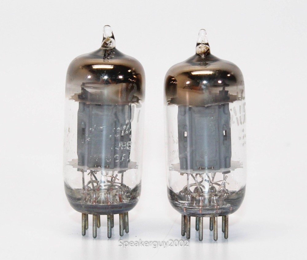 2 - GE 12AU7 Vacuum Tubes / Long Gray Plates -- CS14