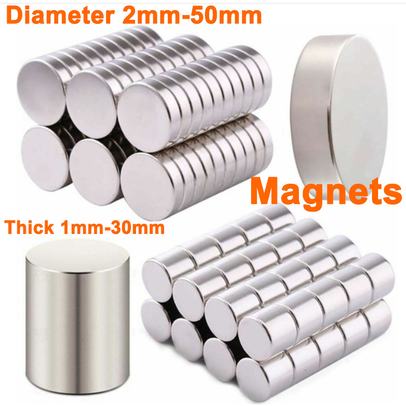 Diameter 2mm-50mm Very Strong Rare Earth Ndfeb Round Cylinder Neodymium Magnets