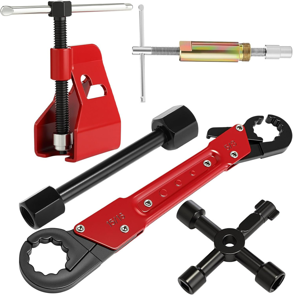 5 Pcs Angle Stop Wrench Kit Plumbing Tool, Compression Sleeve Puller for 1/2" Co