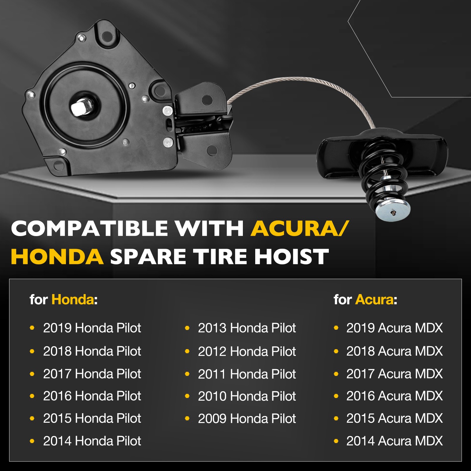 925-502 Spare Wheel Tire Hoist Assy For 09-19 Honda Pilot Acura MDX 74711SZAA01