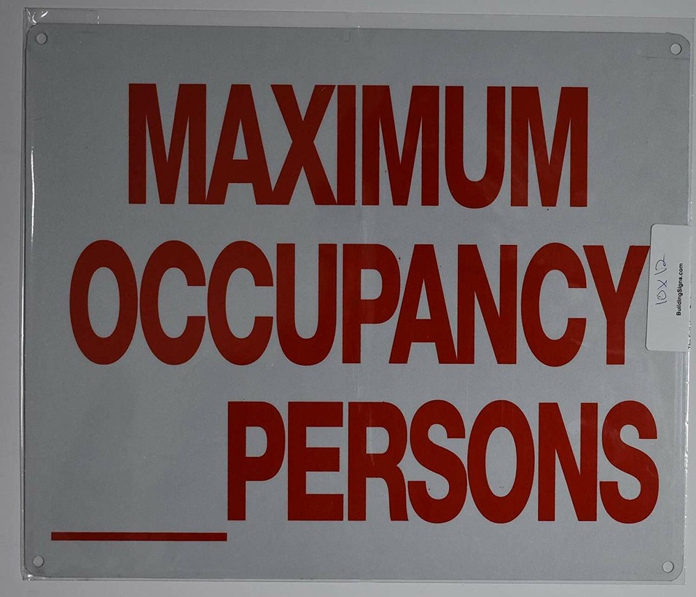 Maximum Occupancy Persons Sign,(White,10x12)-REF24-1027