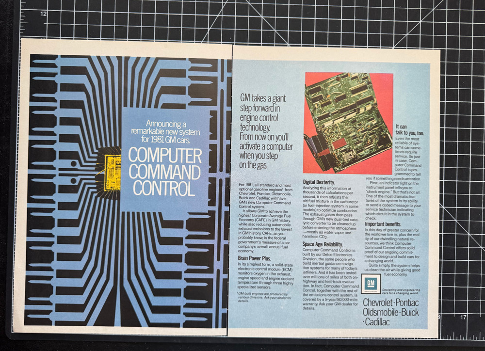 GM General Motors Computer Command Control Technology Vintage Print Ad 1980