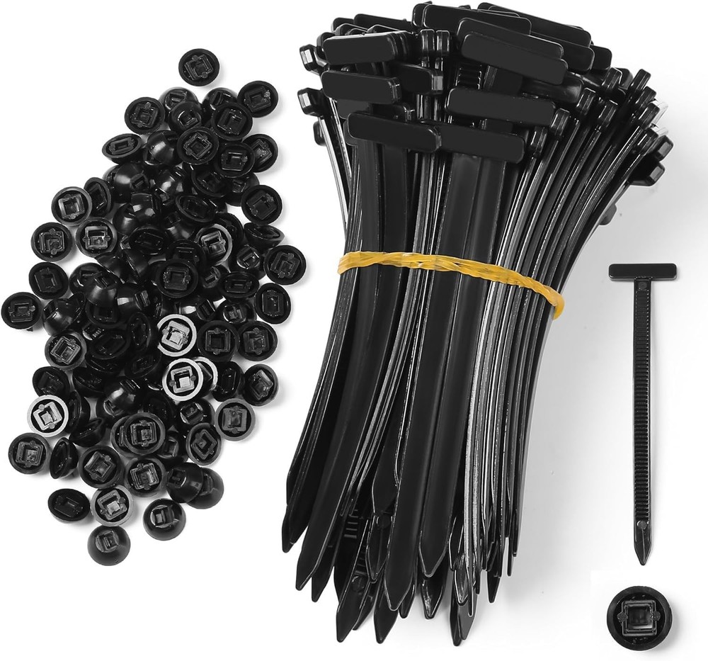 100 pcs Nylon Universal Cable Zip Ties with Pin&Button, UV-Resistant Fasteners