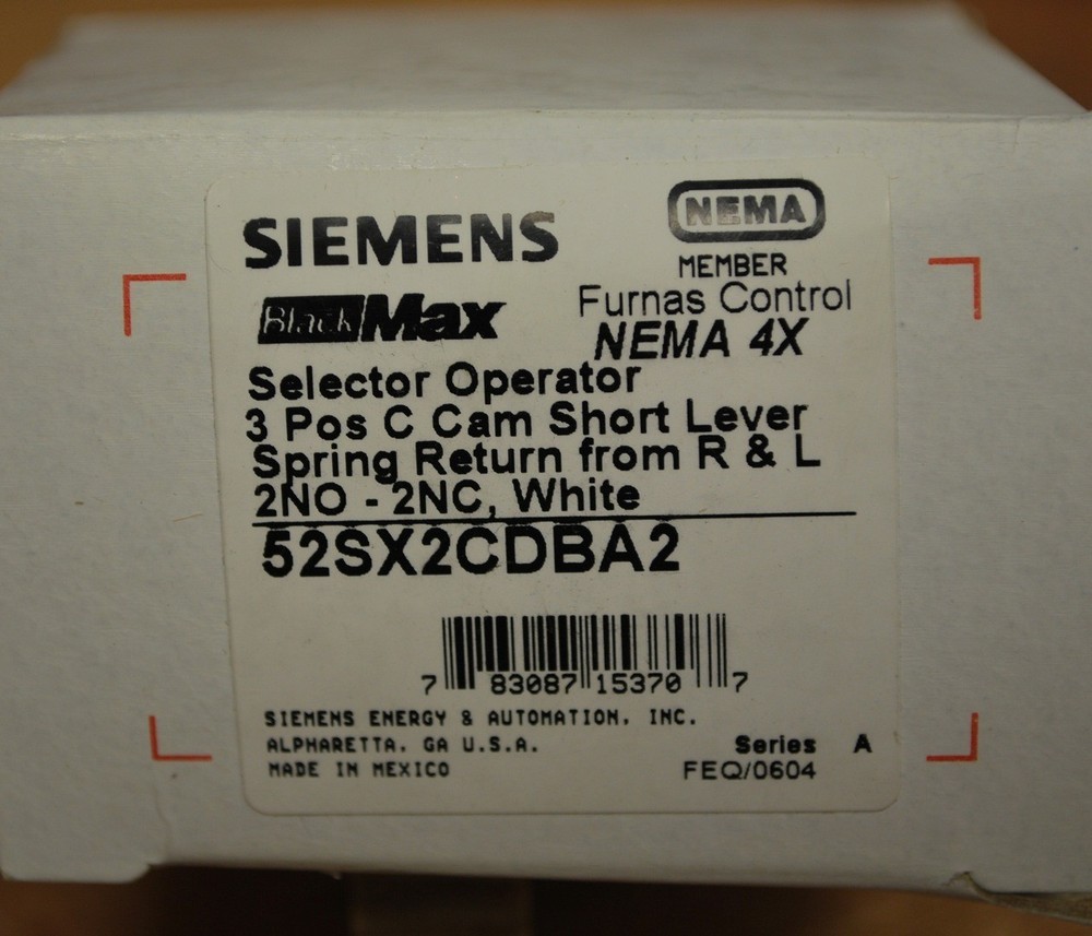 Siemens 52SX2CDBA2 Selector Operator Switch - NEW