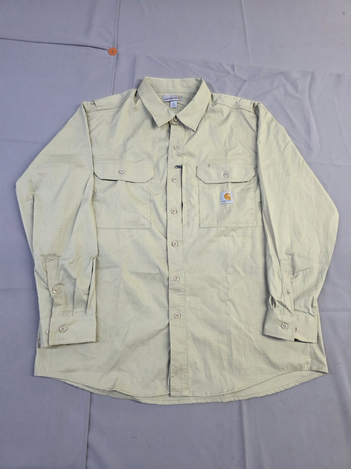 Carhartt Mens Long-Sleeve Button-Down Work Shirt, Tan