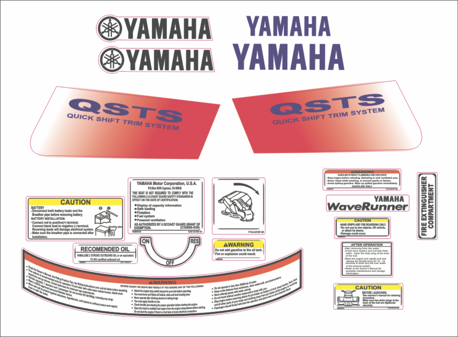 YAMAHA WAVERAIDER 1994 Graphics / Decal / Sticker Kit