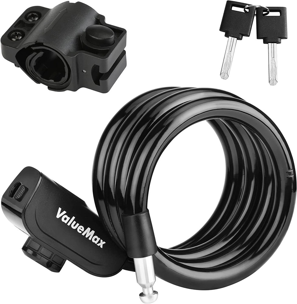 ValueMax 4FT Cable Bike Lock, ABS Lock Shell w/2 Keys & 1 Secure Mount Bracket