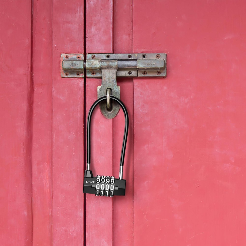 2 PCS Long Shackle Combination Padlock, Cable Locks with 4 Digit Combination,...