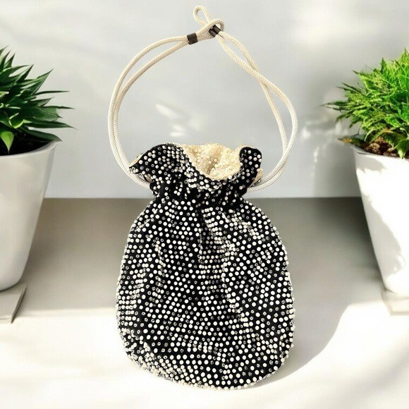 Vintage Beaded Purse String Reversible Bag Purse