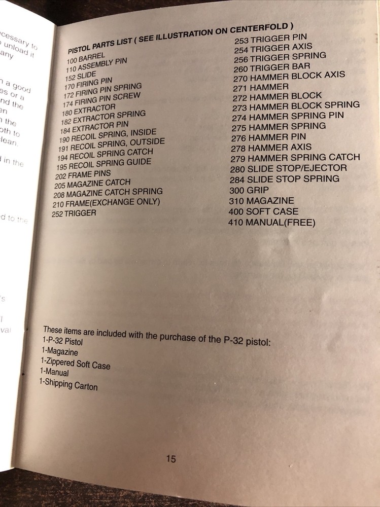 Instruction Manual Kel Tec P 32 Pistol