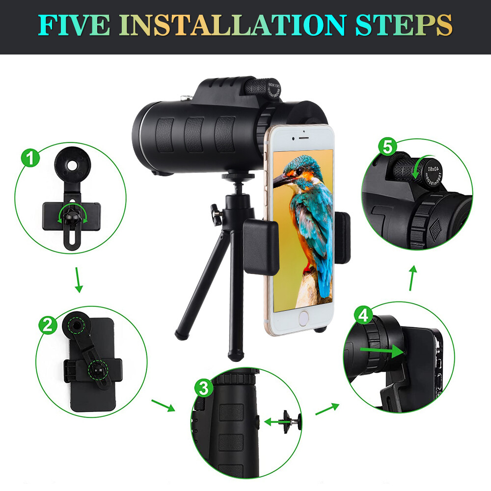 Day / Night Vision 80x100 Zoom HD Monocular Starscope Monocular Telescope BAK4