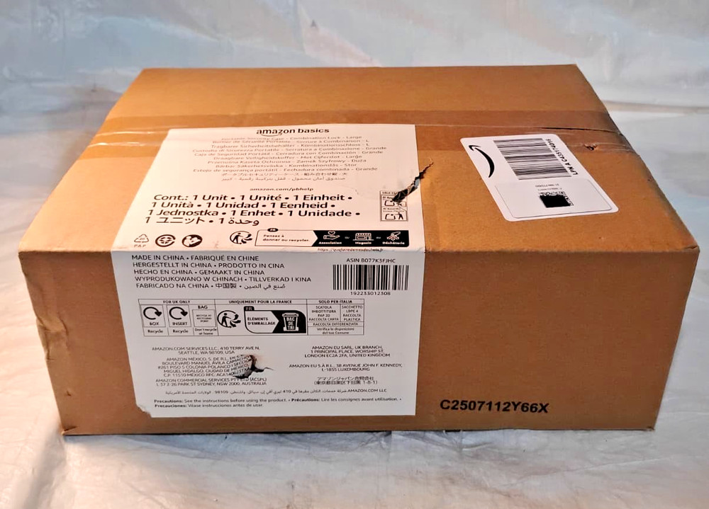 Amazon Basics Portable Security Case Lock Box Safe with Combination Lock