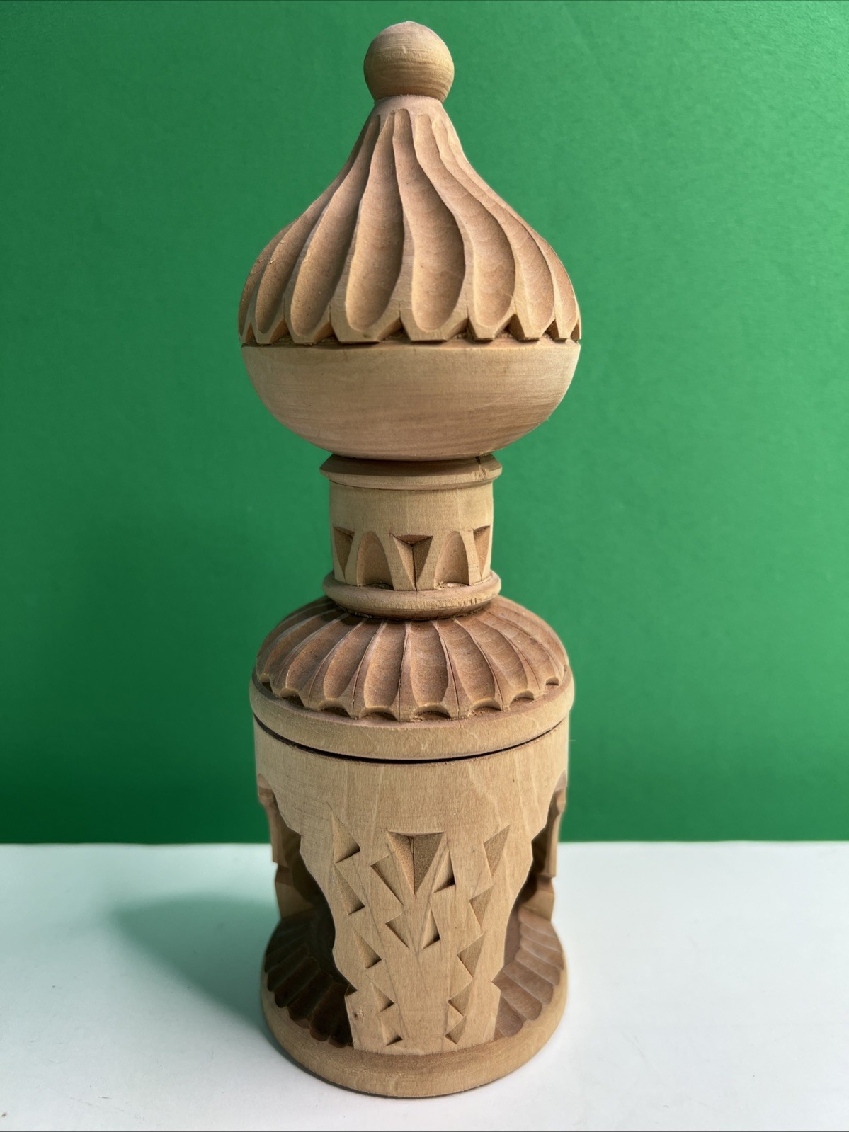 Vintage Hand Carved Wood Russian Bell Folk Art Souvenir 8.5 Inches