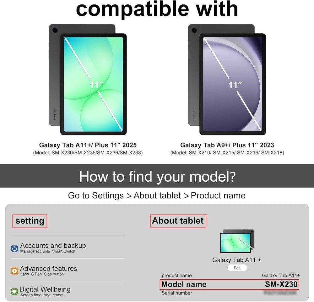 Elegant Hard Shell Tablet Case for 11" Galaxy Tab A11+/A9+ Plus - Translucent