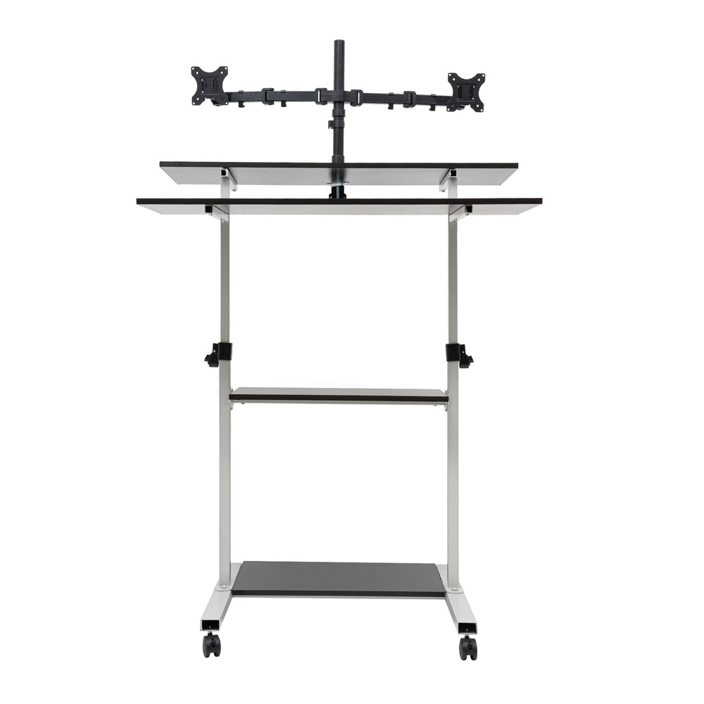 Mobile Standing Desk Adjustable Height Computer Rolling Laptop Cart Work Table