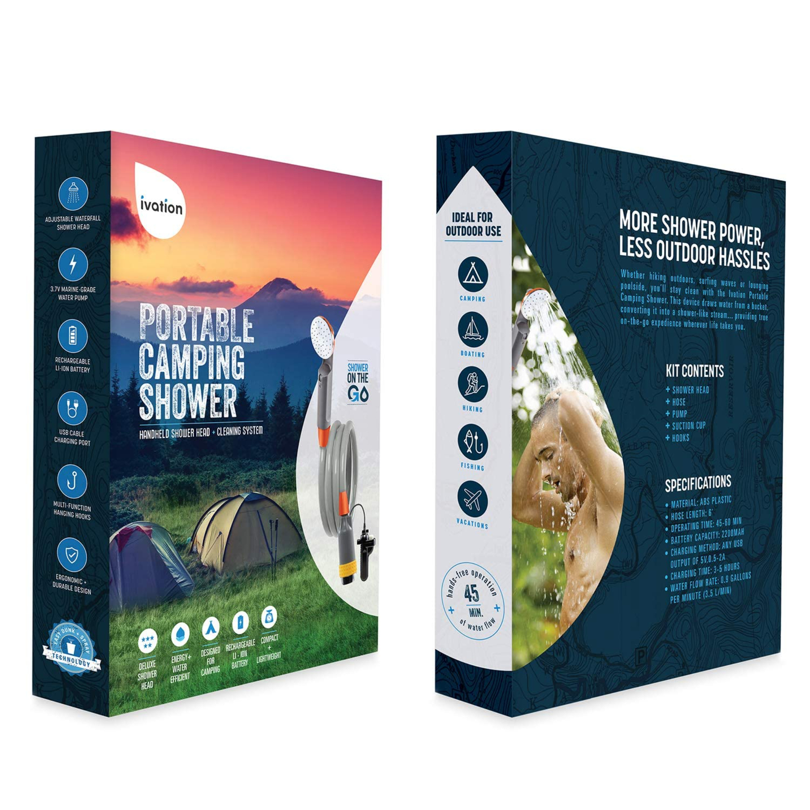 Ivation Portable Camping Shower, Compact Handheld & Hands-Free Portable shower