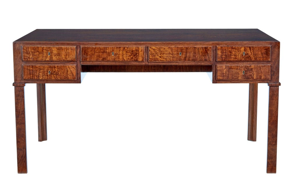 DANISH MID 20TH CENTURY BURR WALNUT DESK