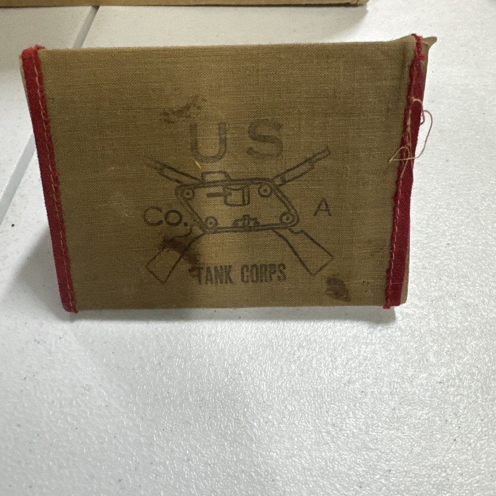 WWII US Army Infantry Co. Placard Cloth & Cardboard 5 x 4" Foldable, Scarce