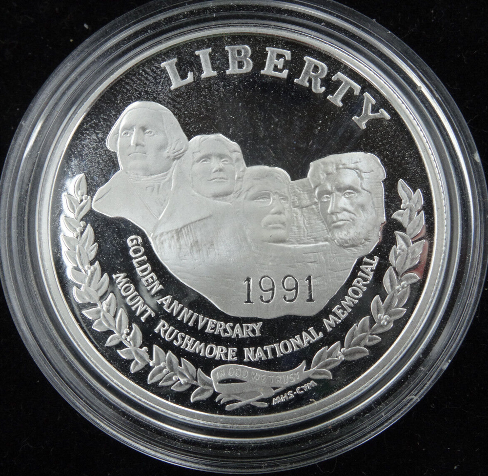1991-S Mount Rushmore Proof Silver Dollar US Mint Commemorative $1 Capsule Only