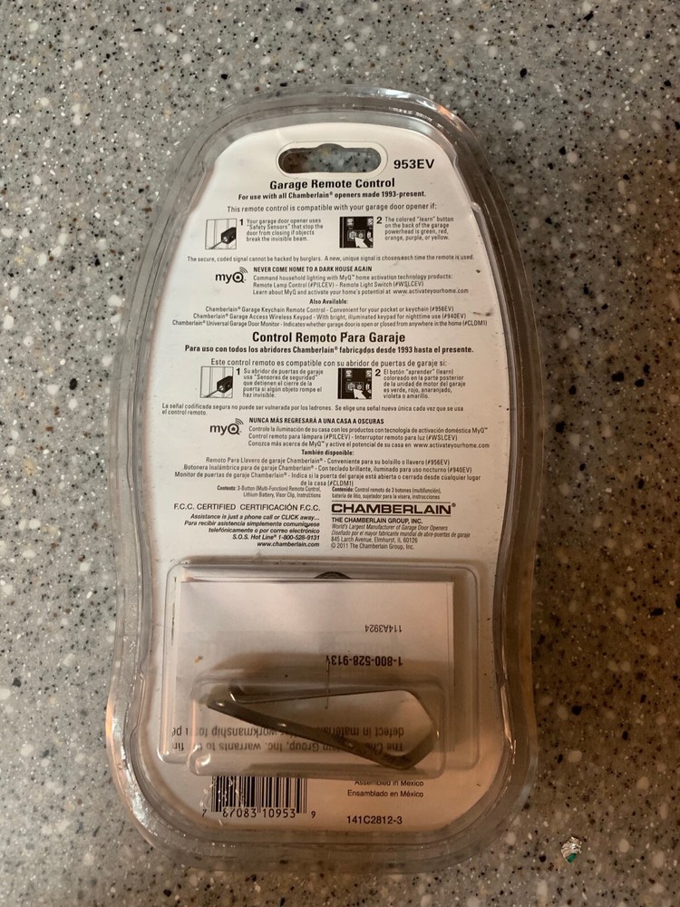 NEW Chamberlain 3 Button Remote Control w/visor clip Model 953EV FREE SHIP ###