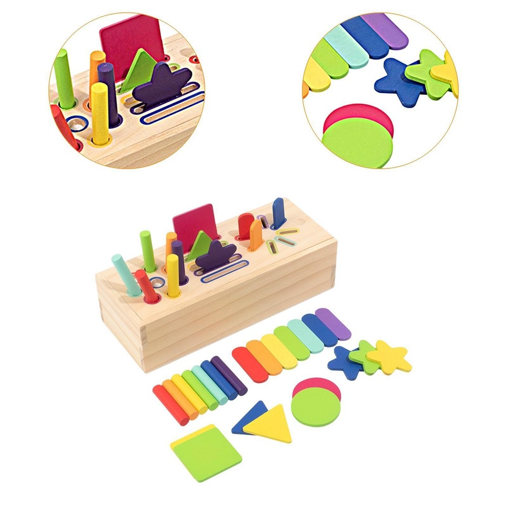 Wooden Play Set Early Educational Toy Accessory Object Permanence Box Shape