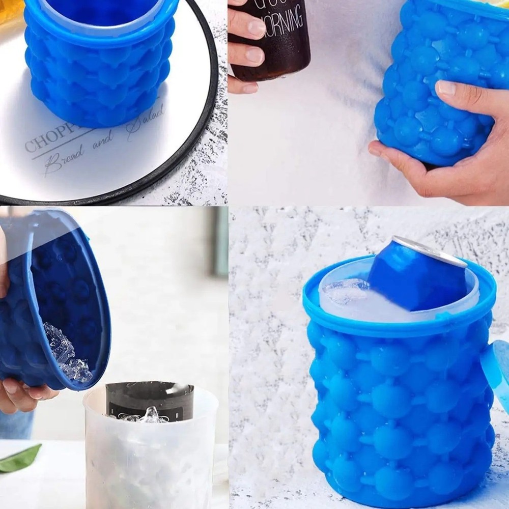 Silicone Ice Cube Maker Portable Bucket - Space Saving Kitchen Tools