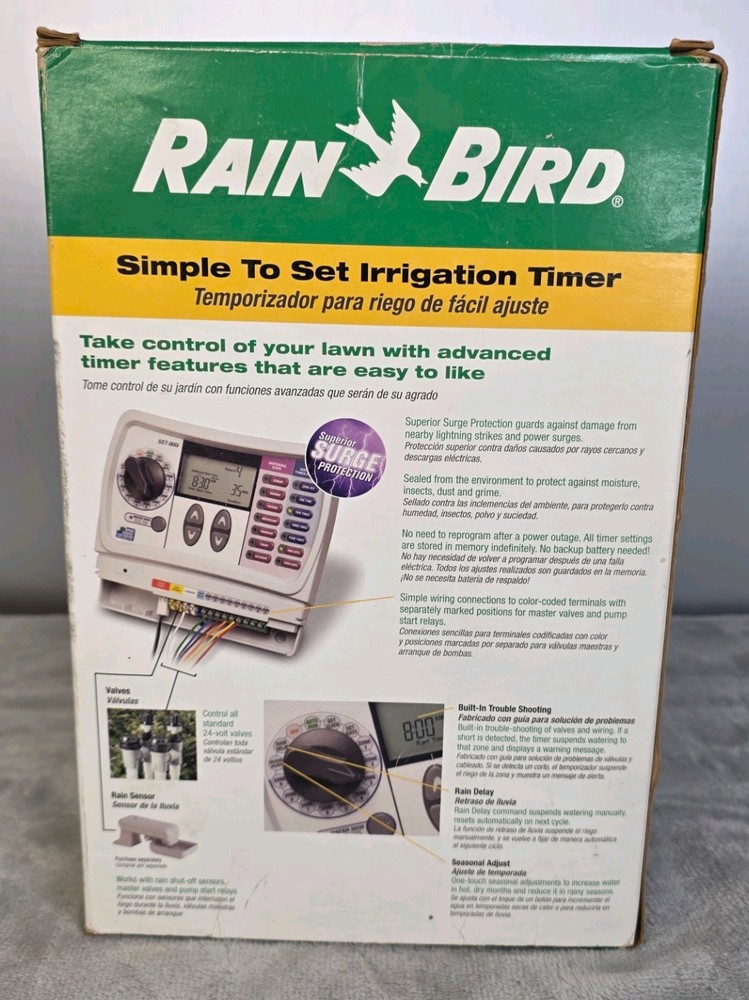 Rain Bird SST-900i Irrigation Timer Controller 9 Zone w/ Adapter Manual