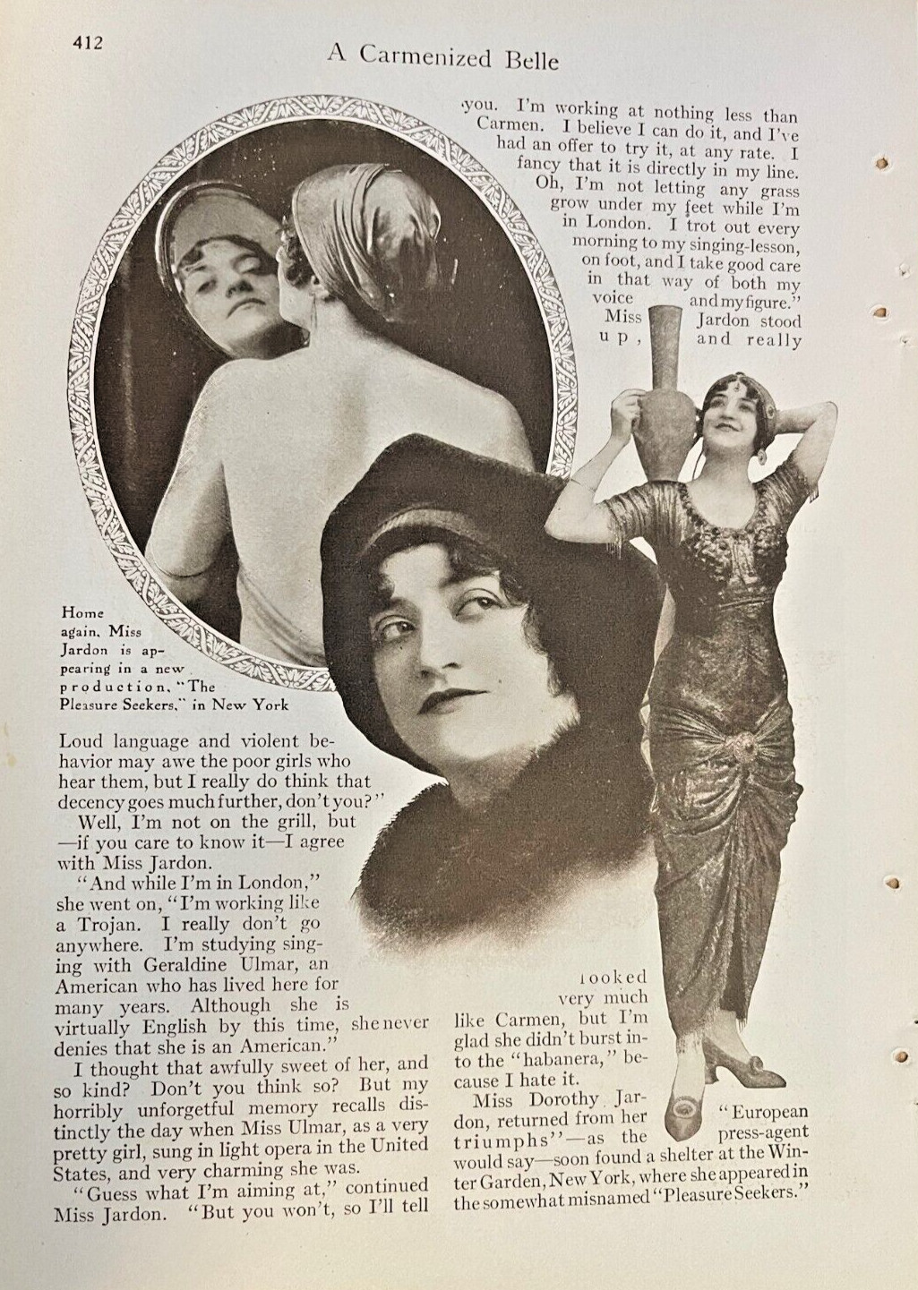 1914 Actress Dorothy Jardon illustrated