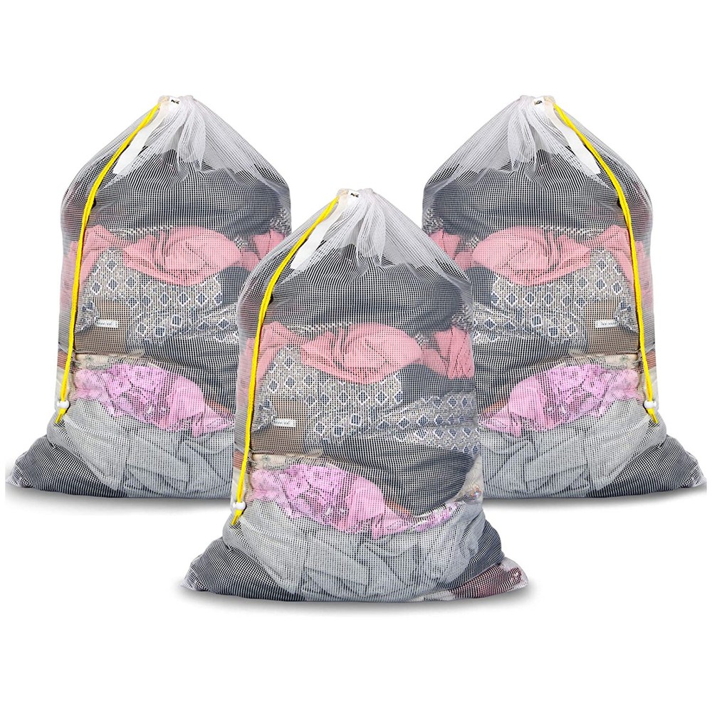 24×36inch Heavy Duty Extra Large Mesh Laundry Bags Drawstring Lockable
