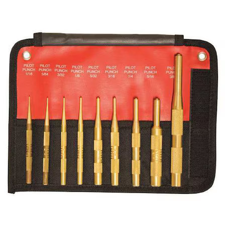 Mayhew 61367 Brass Pilot Punch Set, 9Pcs