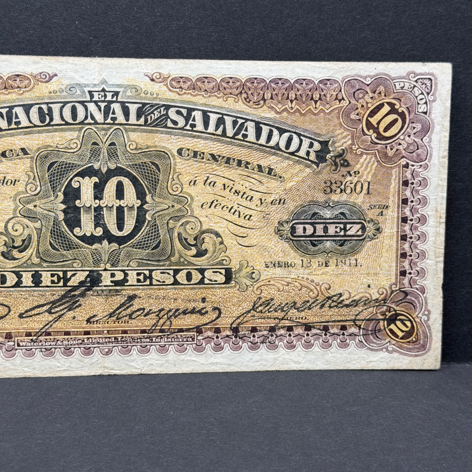 El Salvador - 10 Pesos - Banco Nacional del Salvador - 13 Enero 1911