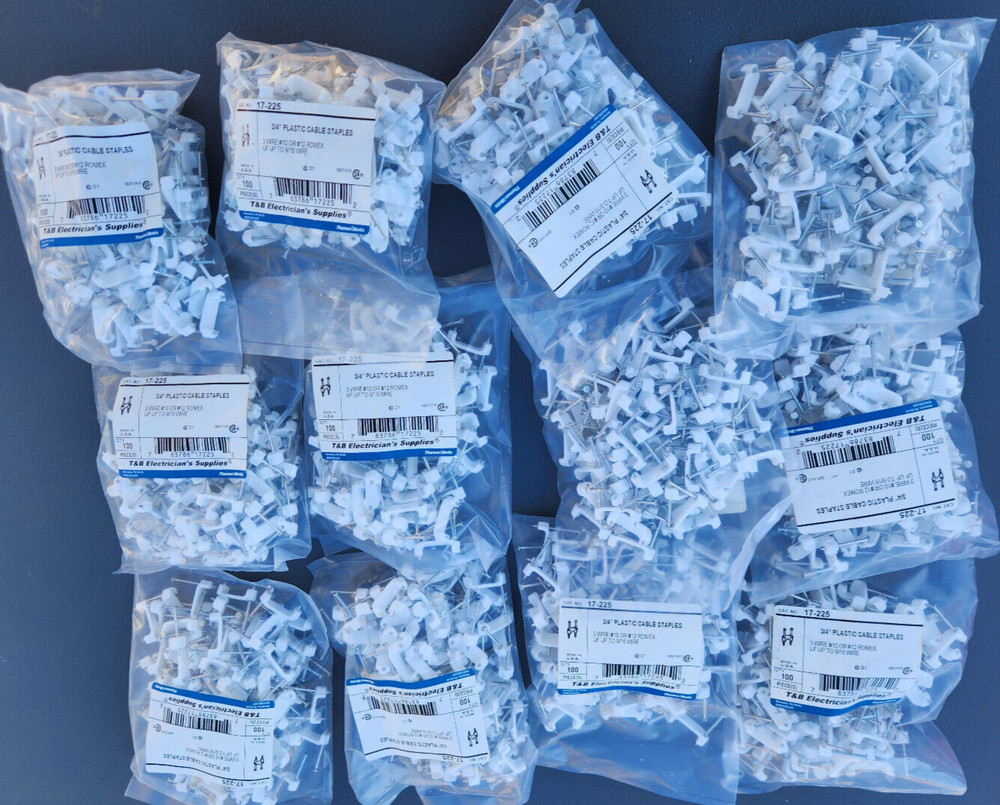 (8 Pack) Thomas&Betts 3/4" Plastic Cable Staples, 100 Pk