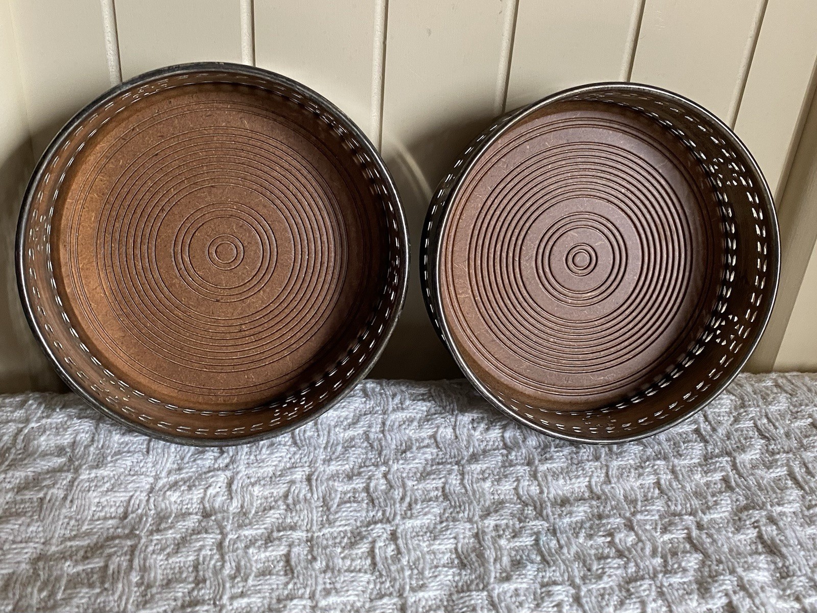 VTG Silverplate LENOX Kirk Stieff Wine Bottle Glass Coaster Set Etched MCM 70s