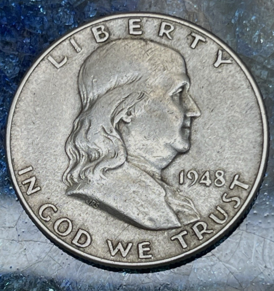 ~ 1948-D FRANKLIN SILVER HALF DOLLAR 50C DENVER MINT 90% SILVER ~