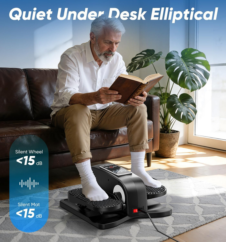 under Desk Elliptical Machine - Quiet Motorized Leg Exerciser with Smart Remote,